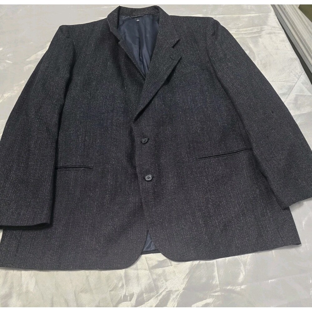 Adolfo Orsini Rome Vintage Tweed Gray Blue Plaid Men Blazer Jacket 100%Wool Read